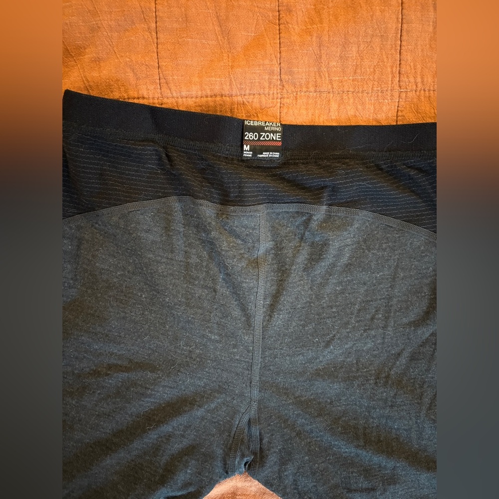 Icebreaker Merino Wool 260 Zone Charcoal Thermal Leggings - Picture 2 of 3